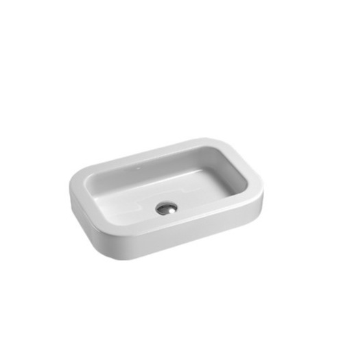 Bathroom Sink, GSI 693711, Curved Rectangular White Ceramic Vessel or Self Rimming Bathroom Sink 693711