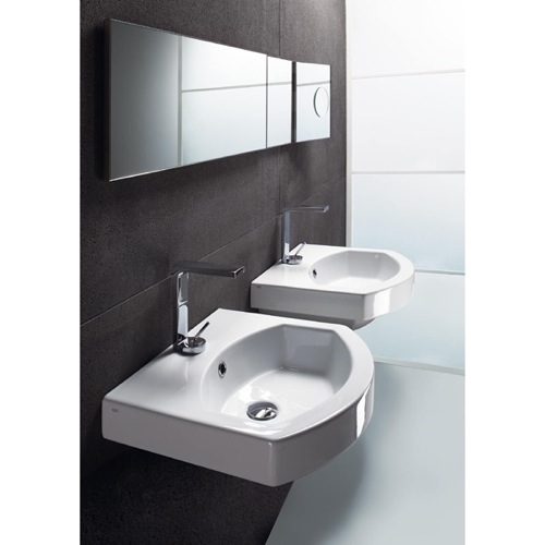 Bathroom Sink, GSI 758611, Curved White Ceramic Wall Mounted, Vessel, or Self Rimming Bathroom Sink 758611