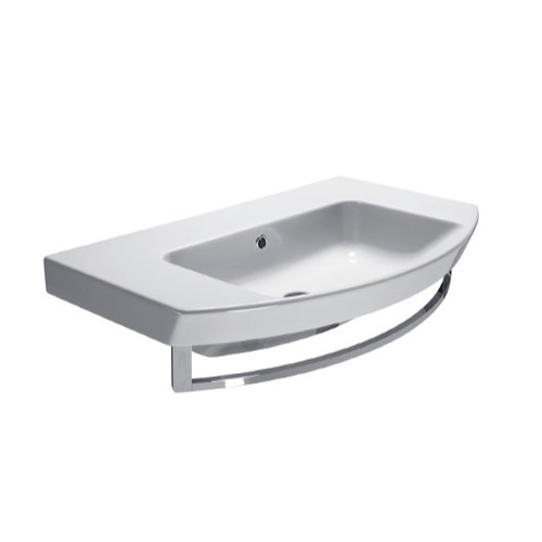 Bathroom Sink, GSI 772211, Curved White Ceramic Wall Mounted or Vessel Bathroom Sink 772211