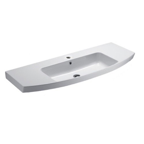 Bathroom Sink, GSI 772411, Curved White Ceramic Wall Mounted or Vessel Bathroom Sink 772411
