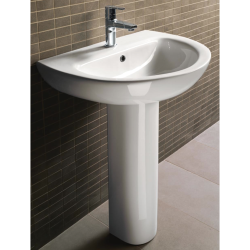 Bathroom Sink, GSI MCITY3012, Round White Ceramic Pedestal Bathroom Sink MCITY3012