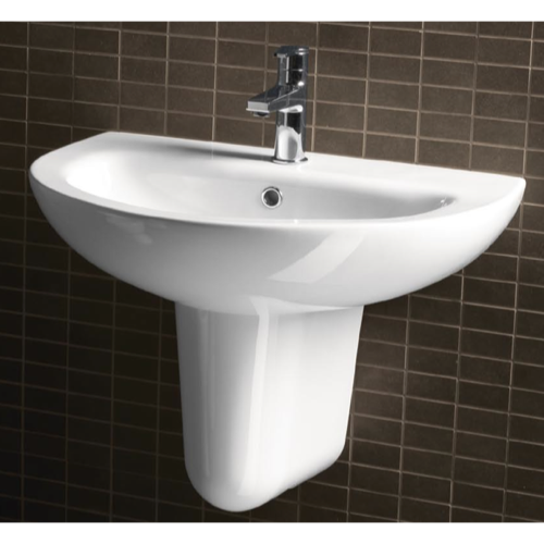 Bathroom Sink, GSI MCITY3113, Round White Ceramic Wall Mounted Half Pedestal Bathroom Sink MCITY3113