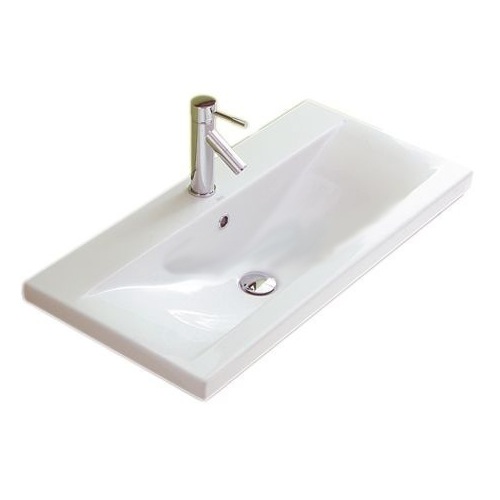 Bathroom Sink, Althea 30387, Rectangular White Ceramic Wall Mounted or Self Rimming Bathroom Sink 30387