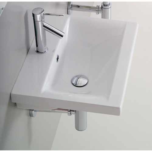 Bathroom Sink, Althea 30383, Rectangular White Ceramic Wall Mounted or Self Rimming Bathroom Sink 30383