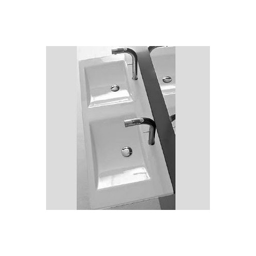 Bathroom Sink, Althea 30113, Rectangular Double White Ceramic Wall Mounted or Self Rimming Bathroom Sink 30113