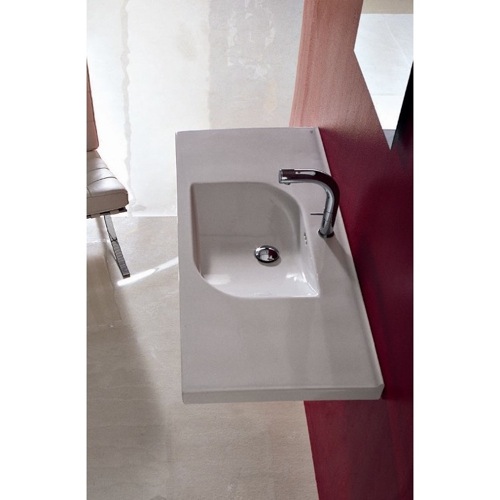 Bathroom Sink, Althea 30115, Rectangular White Ceramic Wall Mounted or Self Rimming Bathroom Sink 30115