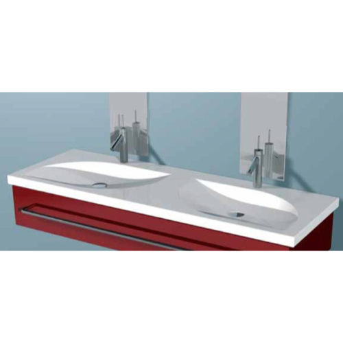 Bathroom Sink, Althea 30116, Rectangular Double White Ceramic Wall Mounted or Self Rimming Bathroom Sink 30116