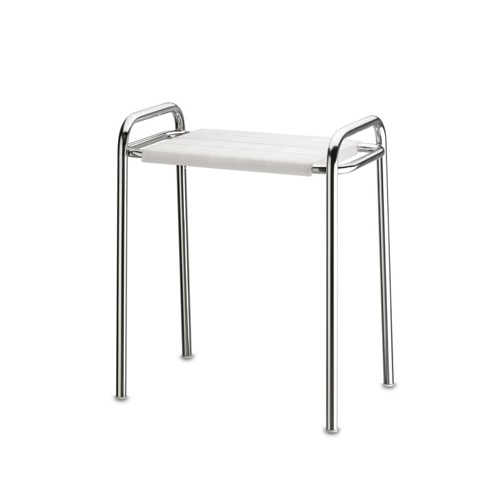 Bathtub Stool, Aris 2113, White Polypropylene Bathroom Stool with Handles 2113