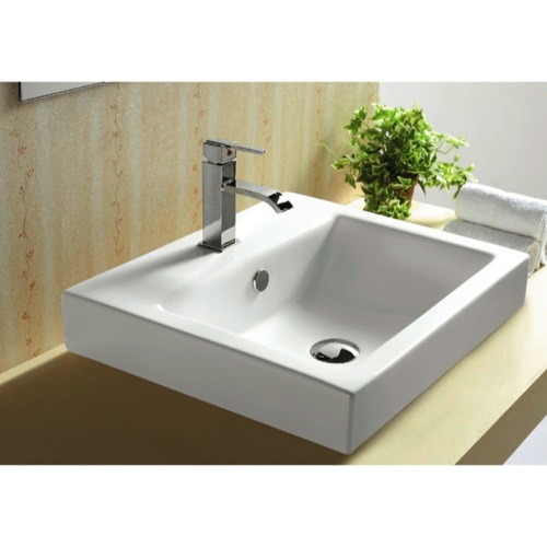 Bathroom Sink, Caracalla CA4034A, White Ceramic Self Rimming or Wall Mounted Bathroom Sink CA4034A