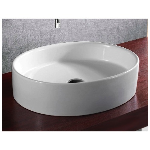 Bathroom Sink, Caracalla CA4035, Oval White Ceramic Vessel Bathroom Sink CA4035