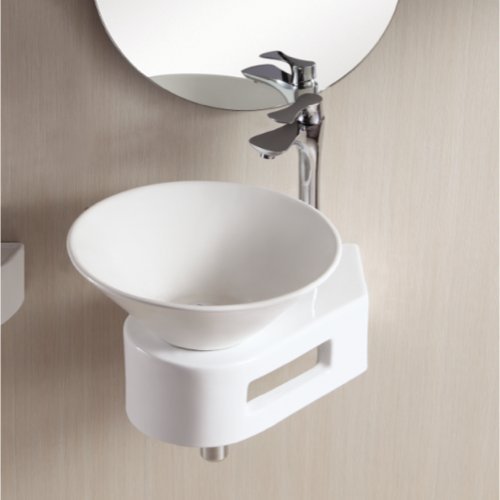 Bathroom Sink, Caracalla CA4037, Round White Ceramic Vessel Bathroom Sink CA4037