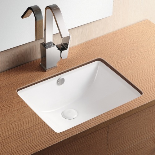 Bathroom Sink, Caracalla CA4070, Rectangular White Ceramic Undermount Bathroom Sink CA4070