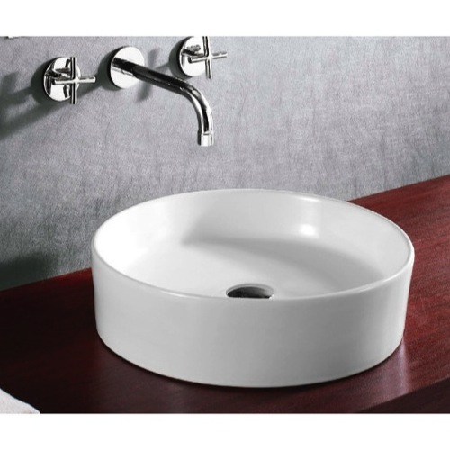 Bathroom Sink, Caracalla CA4115, Circular White Ceramic Vessel Bathroom Sink CA4115