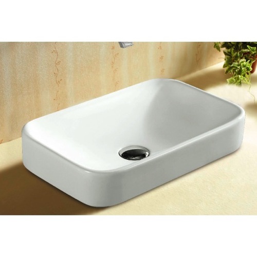 Bathroom Sink, Caracalla CA4120A, Rectangular White Ceramic Self Rimming Bathroom Sink CA4120A
