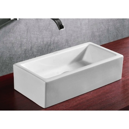 Bathroom Sink, Caracalla CA4130, Rectangular White Ceramic Vessel Bathroom Sink CA4130