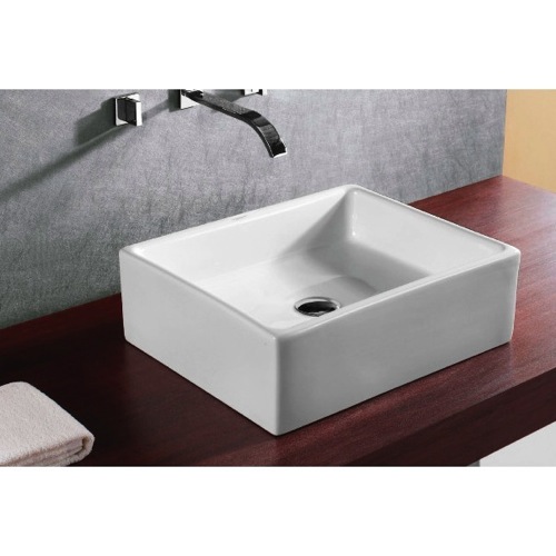 Bathroom Sink, Caracalla CA4158, Square White Ceramic Vessel Bathroom Sink CA4158
