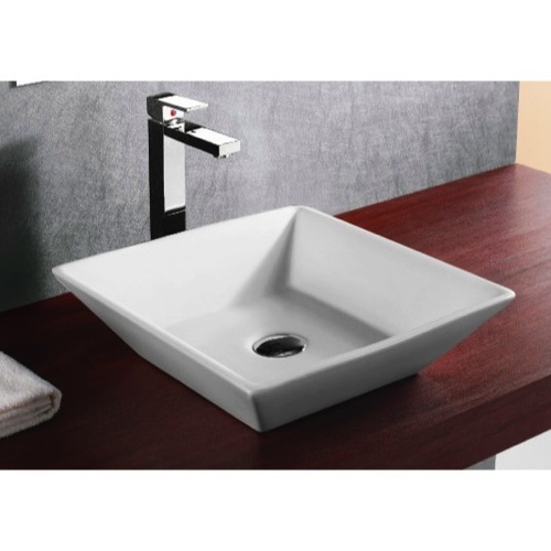 Bathroom Sink, Caracalla CA4256, Square White Ceramic Vessel Bathroom Sink CA4256