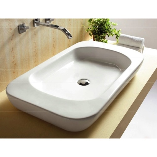 ... Sink, Caracalla CA4278, Rectangular White Ceramic Vessel Bathroom Sink