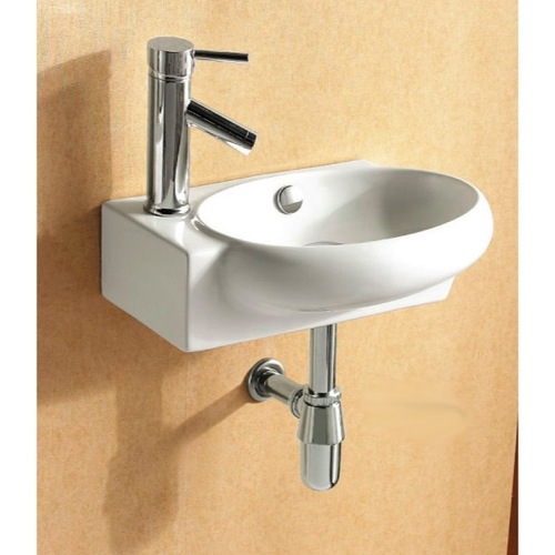 Bathroom Sink, Caracalla CA4522, Round White Ceramic Wall Mounted or Vessel Bathroom Sink CA4522