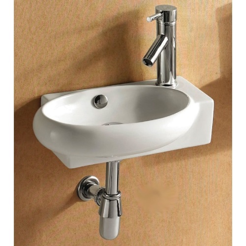 Bathroom Sink, Caracalla CA4522B, Round White Ceramic Wall Mounted or Vessel Bathroom Sink CA4522B