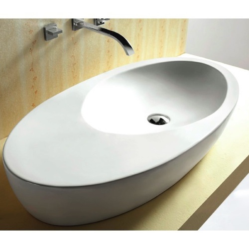 Bathroom Sink, Caracalla CA4527, Oval White Ceramic Vessel Bathroom Sink CA4527
