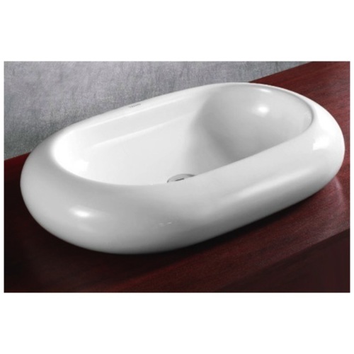 Bathroom Sink, Caracalla CA4546, Oval White Ceramic Vessel Bathroom Sink CA4546
