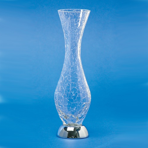 Vase, Windisch 61675D, Tall Crackled Crystal Glass Bathroom Vase 61675D