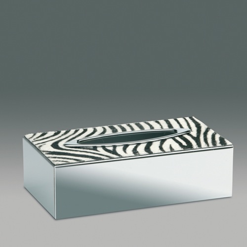 Tissue Box Cover, Windisch 87119Z, Rectangle Chrome Tissue Box Cover with Zebra Design 87119Z