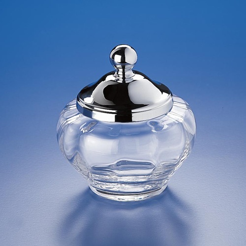 Bathroom Jar, Windisch 88115D, Rounded Clear Crystal Glass Cotton Ball Jar 88115D