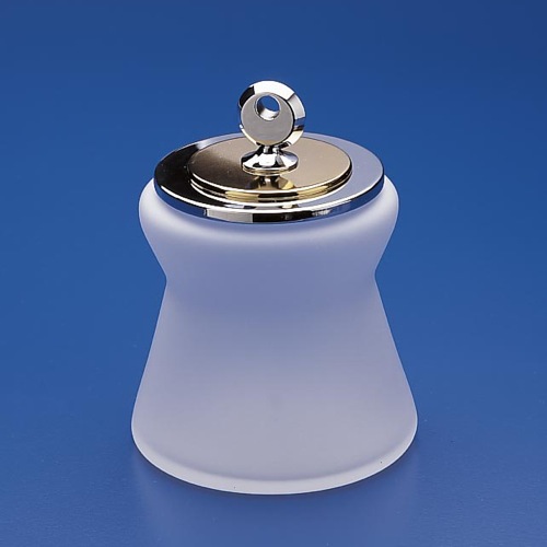 Bathroom Jar, Windisch 88135MD, Frosted Crystal Glass Cotton Ball Jar with Metal Cover 88135MD