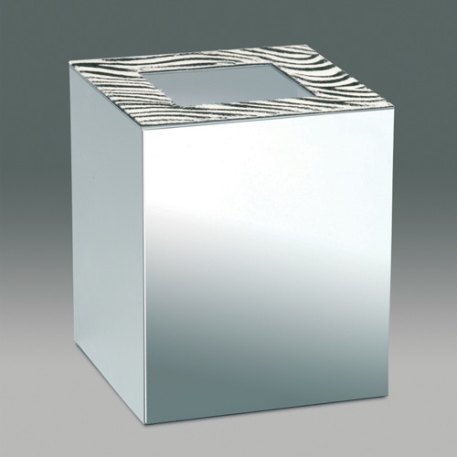 Waste Basket, Windisch 89138Z, Square Chrome Bathroom Waste Bin with Zebra Design 89138Z