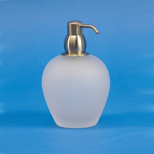 Soap Dispenser, Windisch 90575MD, Chrome Round Frosted Crystal Glass Soap Dispenser 90575MD