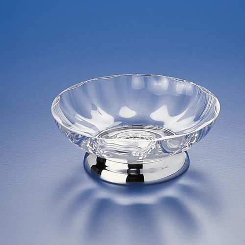 Soap Dish, Windisch 92115D, Satin Nickel Round Clear Crystal Glass Soap Dish 92115D