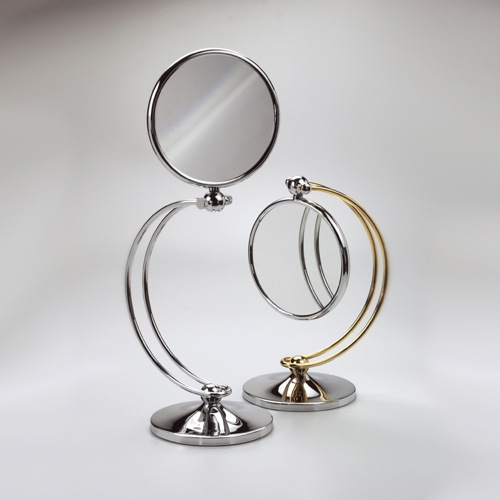 Makeup Mirror, Windisch 99127D, Contemporary Brass Magnifying Mirror 99127D