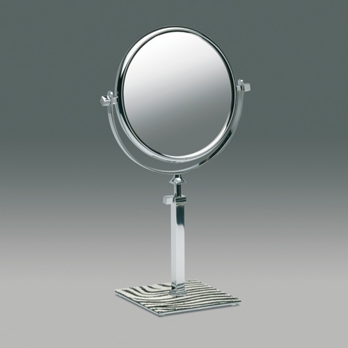 Makeup Mirror, Windisch 99135Z, Pedestal Double Face Chrome 3x, 5x, or 7x Magnifying Mirror with Zebra Design 99135Z