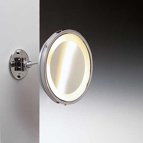 Makeup Mirror, Windisch 99156D, Gold Wall Mounted Brass Lighted 3x Magnifying Mirror 99156D