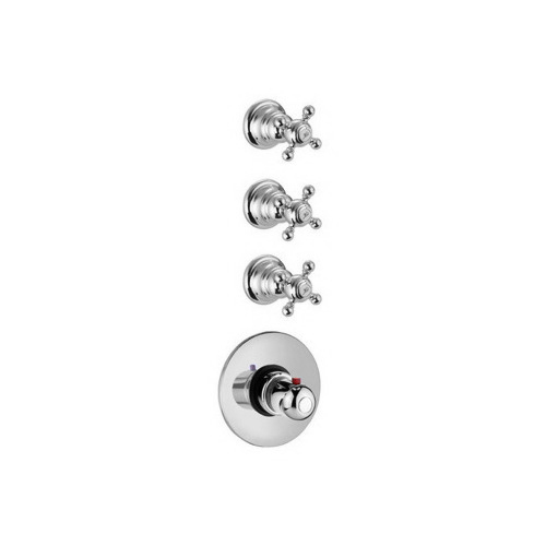 Thermostatic Shower Mixer, Fima S5113/3/S2263, Classic Built/In Thermostatic Mixer With Triple Volume Control Handles S5113/3