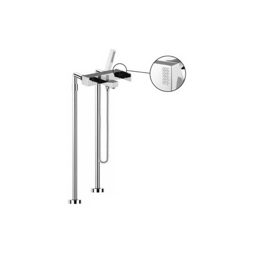 Tub Filler, Fima S3504/4C, Floor Mounted Bath Mixer Filler On Risers With Hand Shower Set S3504/4C