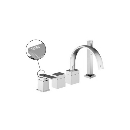 Deck Mount Tub Filler, Fima S3514C, Four Holes Deck Mounted Tub Mixer With Hand Shower Set S3514C