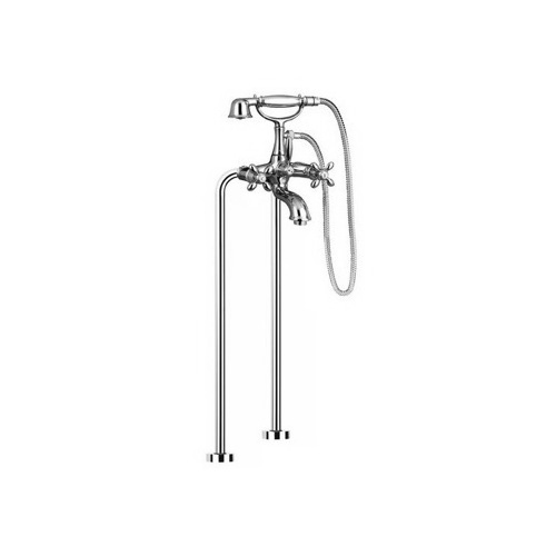 Clawfoot Tub Filler, Fima S5004/4, Floor Mounted Classic Tub Filler On Risers With Hand Shower Set S5004/4