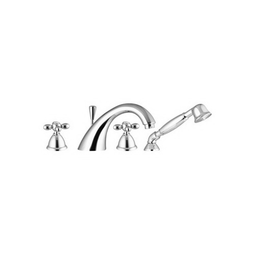 Deck Mount Tub Filler, Fima S5014, Classic Four Holes Deck Mounted Tub Faucet With Hand Shower S5014