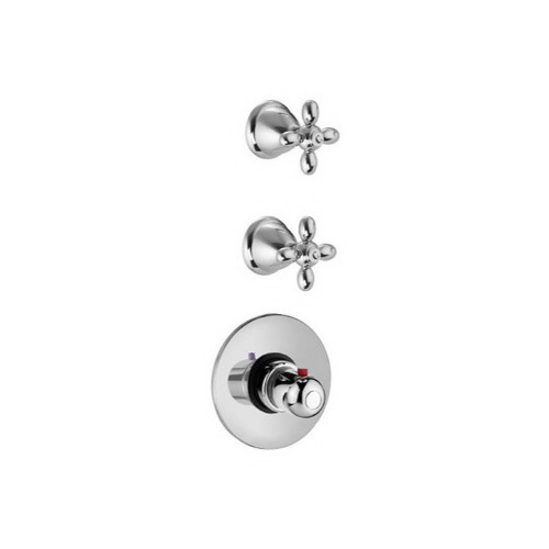 Thermostatic Shower Mixer, Fima S5043/2/S2262, Classic Built/In Thermostatic Mixer With Double Volume Control Handles S5043/2