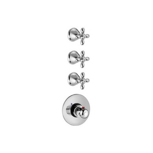 Thermostatic Shower Mixer, Fima S5043/3/S2263, Classic Built/In Thermostatic Mixer With Triple Volume Control Handles S5043/3