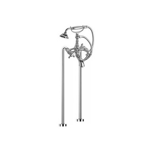 Clawfoot Tub Filler, Fima S5084/4, Floor Mounted Classic Tub Filler On Risers With Hand Shower Set S5084/4