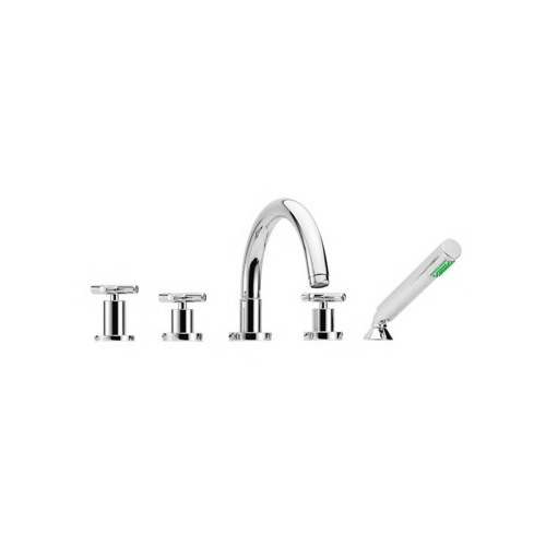 Deck Mount Tub Filler, Fima S5314, Five Holes Deck Mounted Tub Faucet With Hand Shower Set S5314
