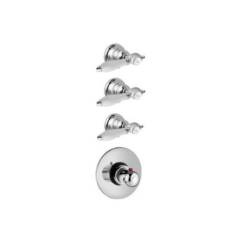 Thermostatic Shower Mixer, Fima S5433/3/S2263, Classic Built/In Thermostatic Mixer With Triple Volume Control Handles S5433/3