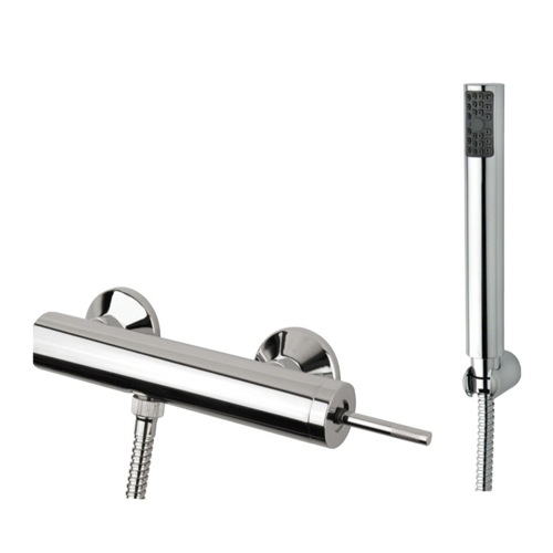 Bath-Shower Mixer, Fiore 49CR5575, Polished Chrome Joystick Shower Mixer With Shower Set 49CR5575