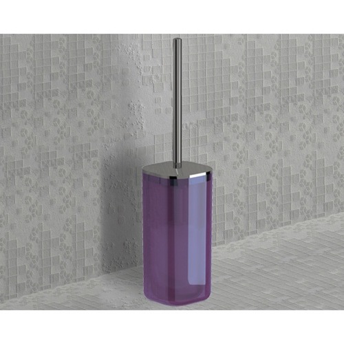 Toilet Brush, Gedy 1433-32, Lilac and Chrome Square Toilet Brush Holder 1433-32
