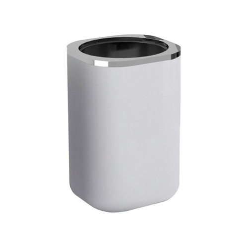 Toothbrush Holder, Gedy 1498-23, White and Chrome Stylish Round Toothbrush Holder 1498-23