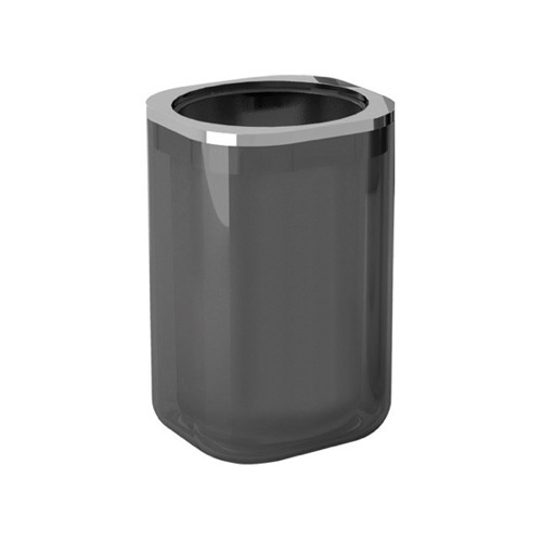 Toothbrush Holder, Gedy 1498-57, Anthracite and Chrome Stylish Round Toothbrush Holder 1498-57